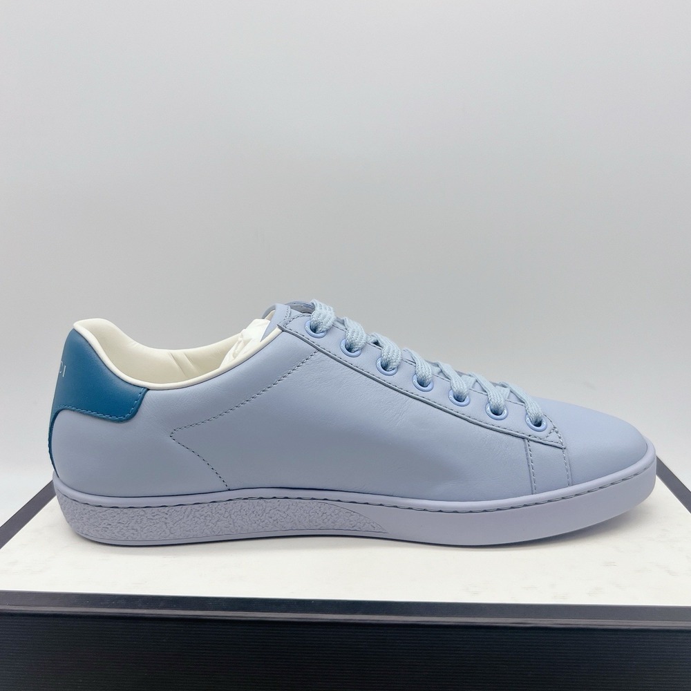GUCCI Ace Interlocking GG Logo Low Top Sneaker Baby Blue Leather EU 38.5 US 8.5 - Picture 10 of 15